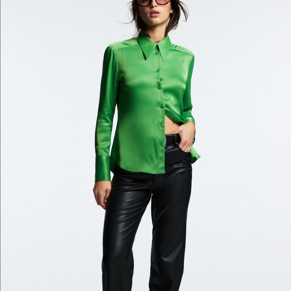Zara Green Satin button down